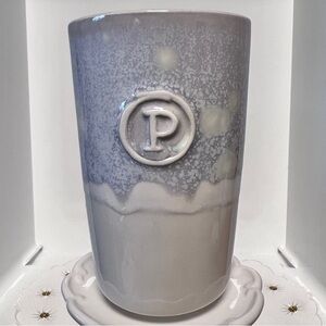 Anthropologie Wanda Monogram Letter P Ceramic Tumbler Cup